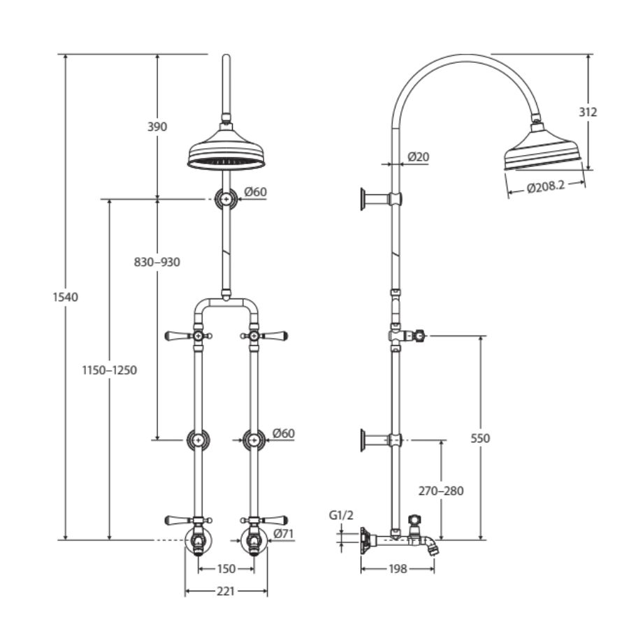 Sen cây gắn tường có vòi xả bằng đồng Ellian - E455123