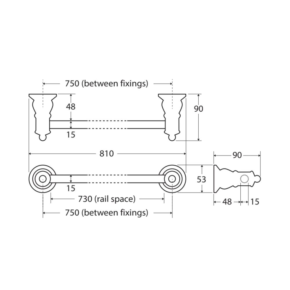 Thanh treo khăn phòng tắm dài 810mm stainless steel Ellian - E81001