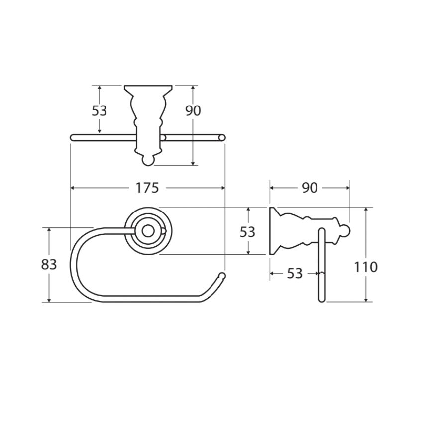Móc treo giấy vệ sinh không nắp chụp stainless steel Ellian - E81003