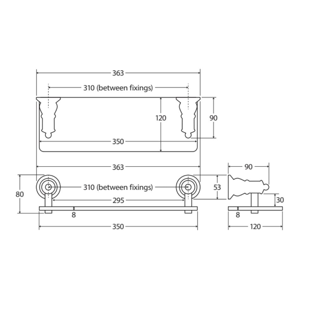 Kệ kính treo tường phòng tắm dài 363mm stainless steel Ellian - E81007