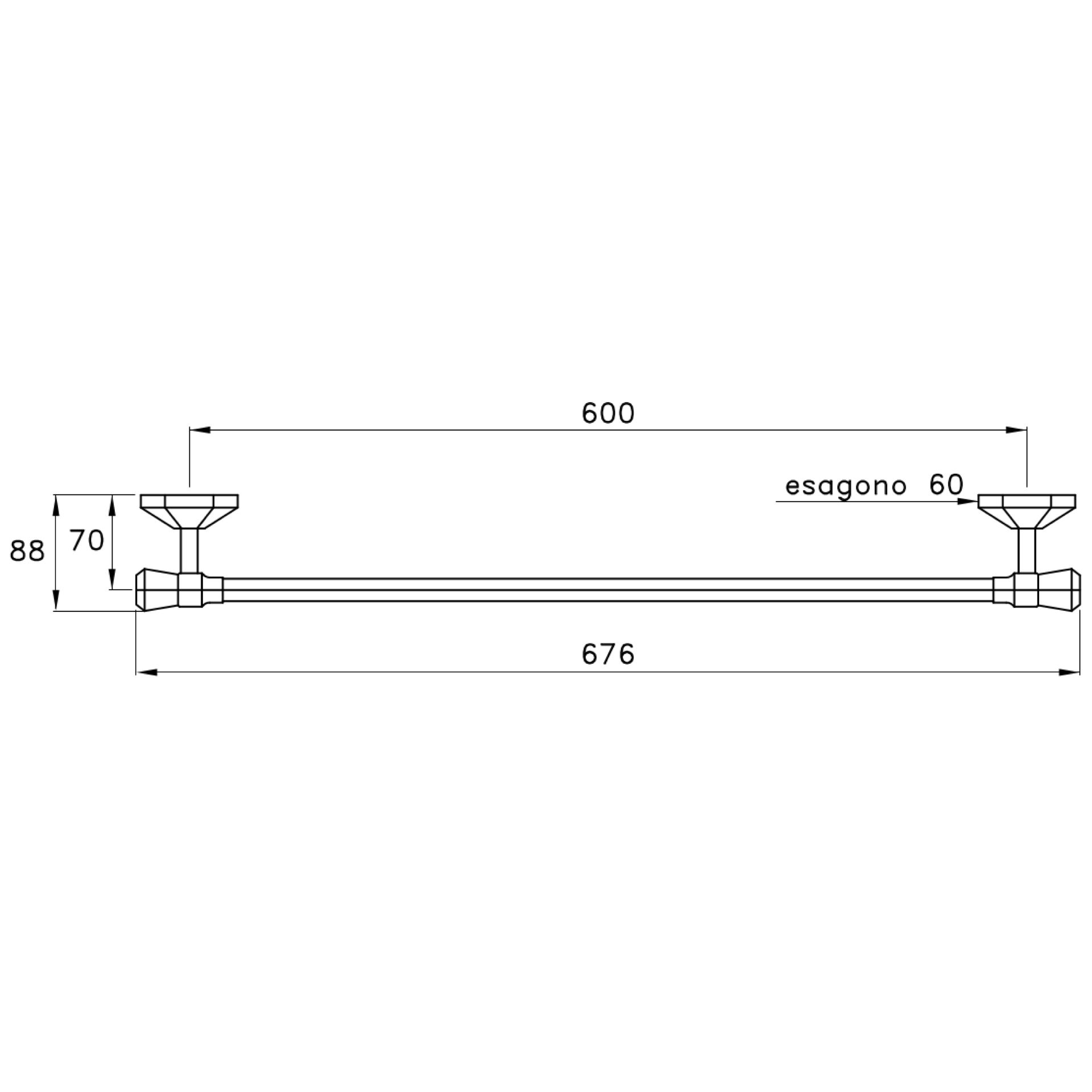 Thanh treo khăn tắm 600mm bằng đồng Eccelsa - 602-60