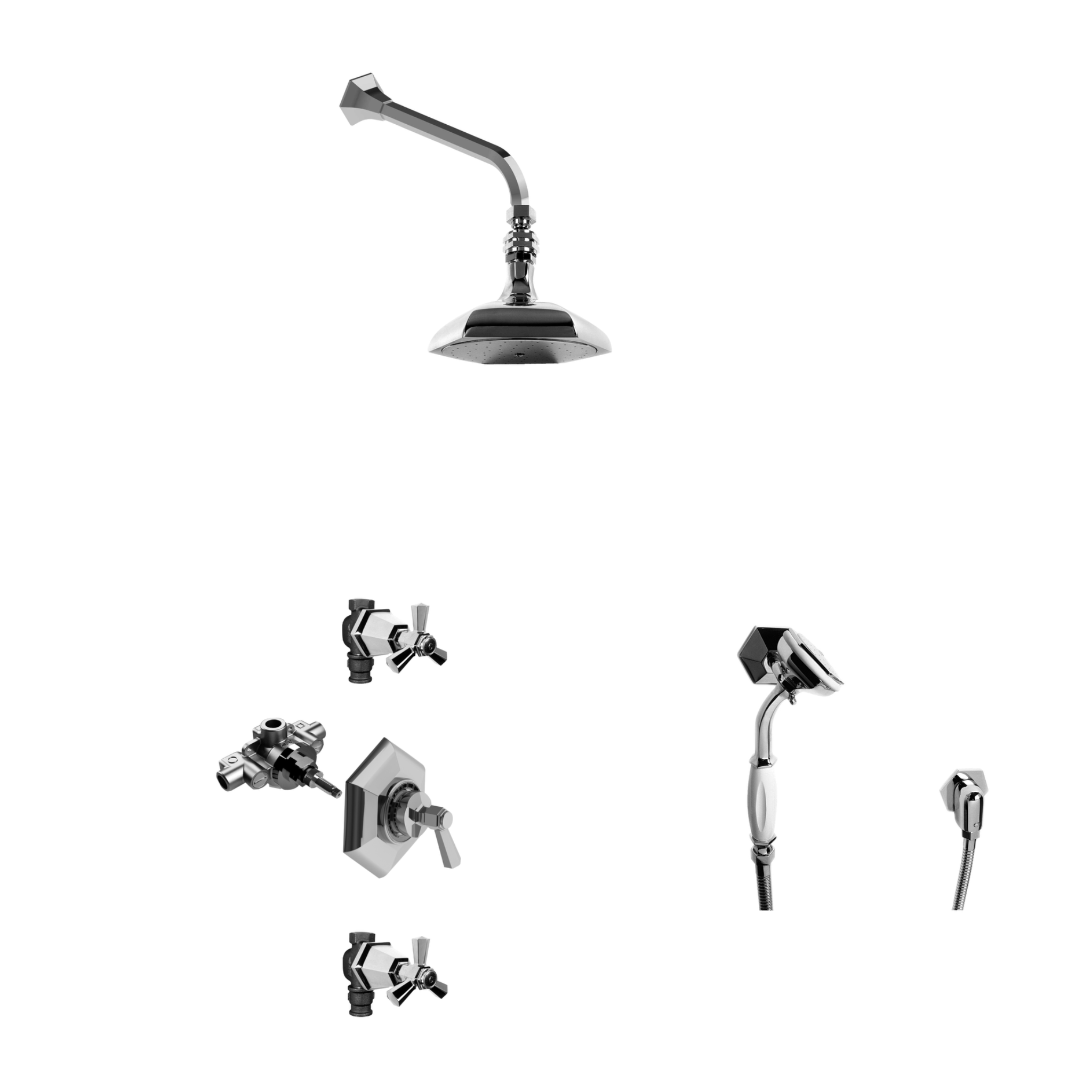 Vòi sen gắn tường điều chỉnh nhiệt độ có vòi sen cầm tay bằng đồng Eccelsa - ECC-WSHOWER1