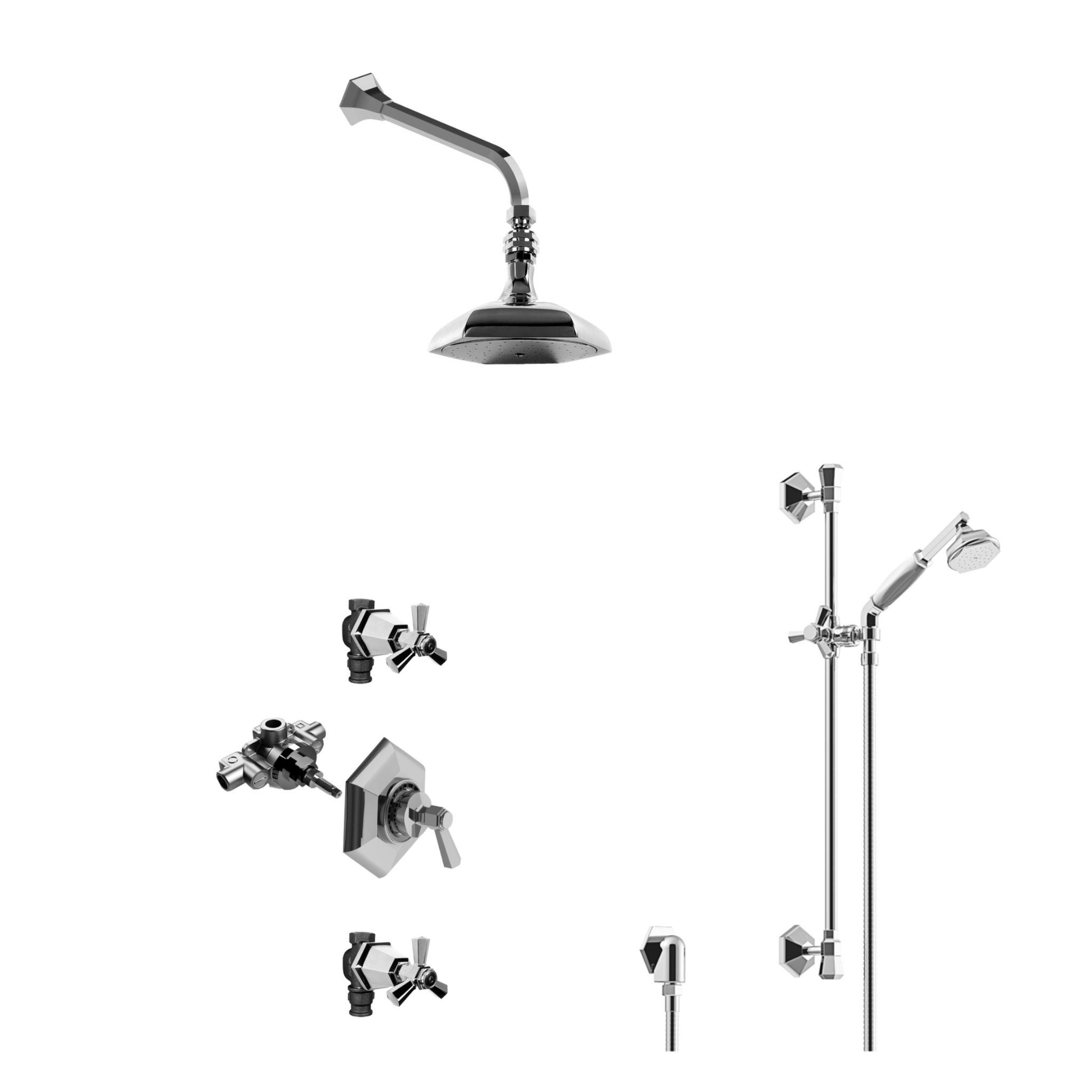 Vòi sen gắn tường điều chỉnh nhiệt độ có vòi sen cầm tay bằng đồng Eccelsa - ECC-WSHOWER2