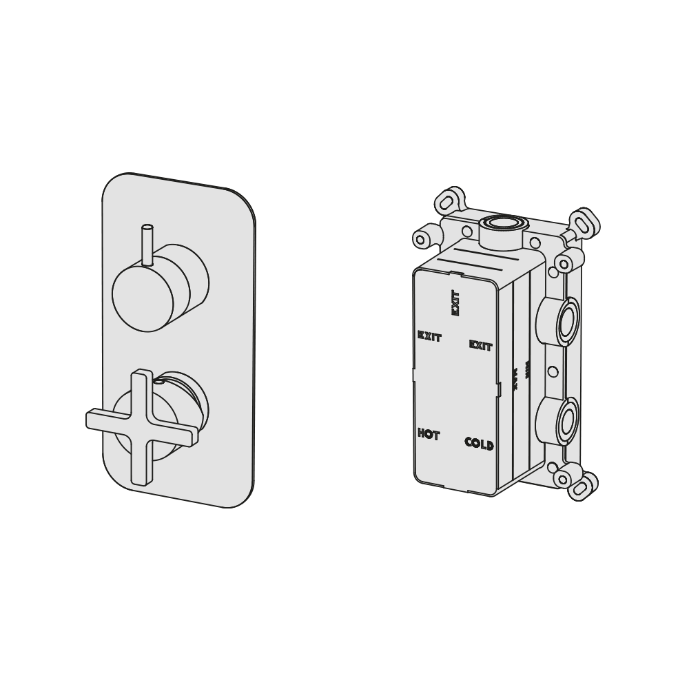 External Part - Bộ trộn 2 đầu ra bằng đồng Hugò - Geda Wellness - EMH2
