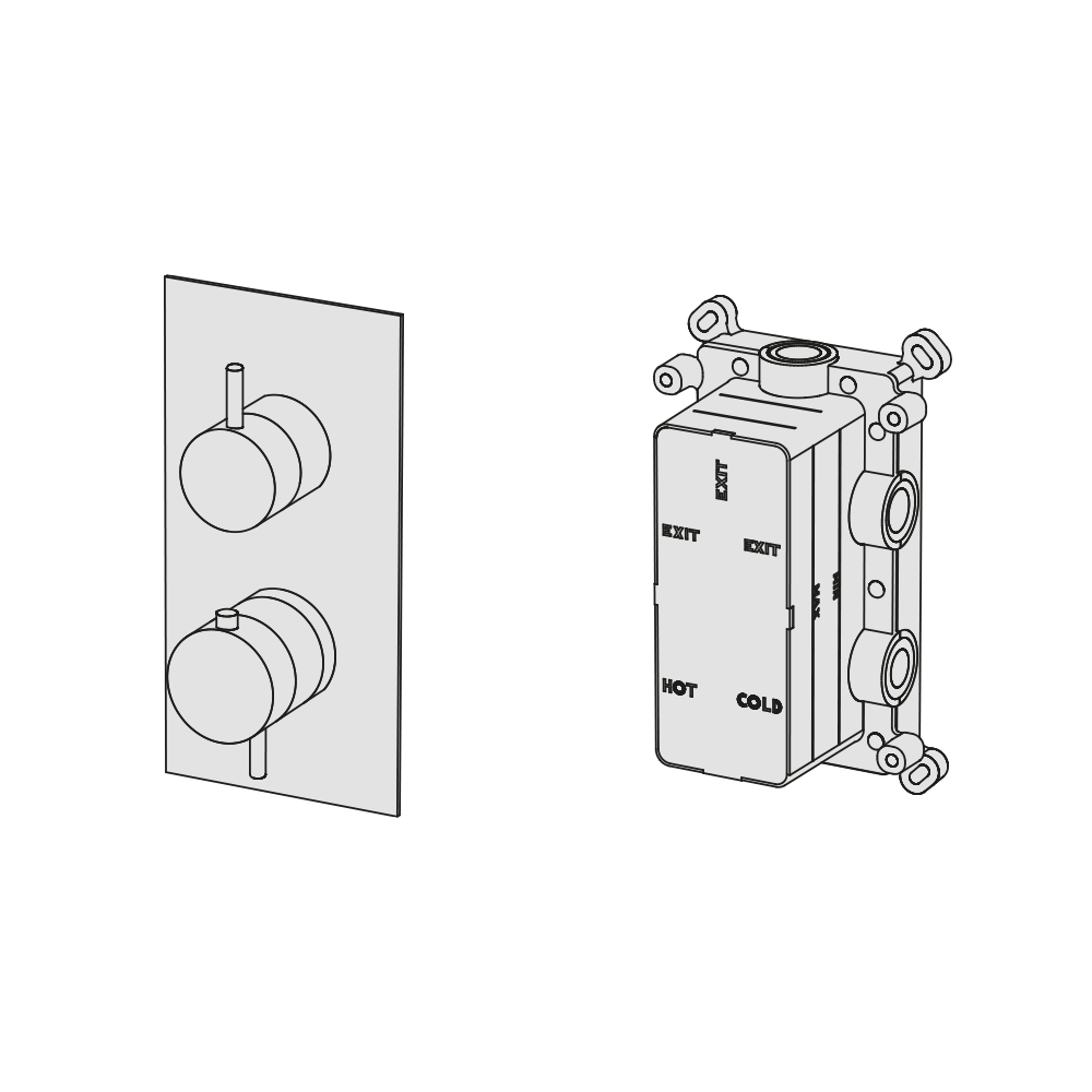 External Part - Bộ trộn điều chỉnh nhiệt độ 2 đầu ra bằng đồng Tibò - Geda Wellness - ETM2