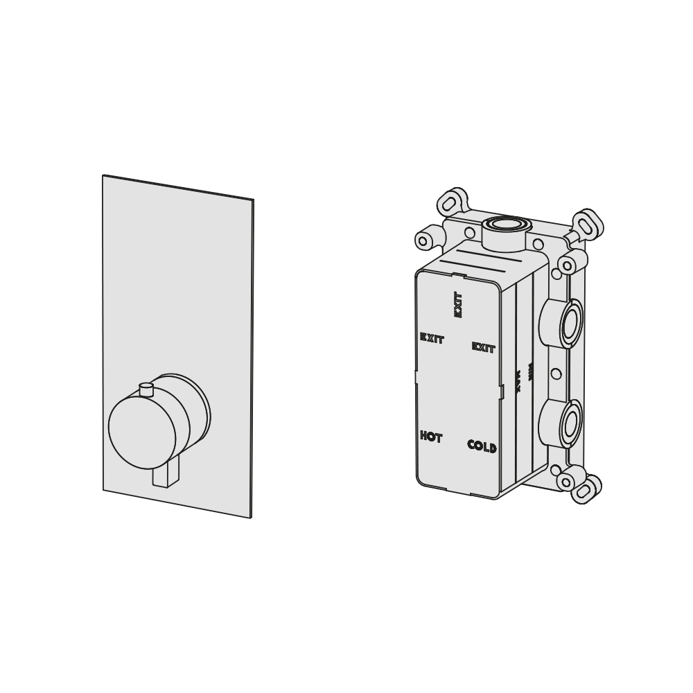 External Part - Bộ trộn điều chỉnh nhiệt độ 1 đầu ra bằng đồng Hito Cinquantuno - Geda Wellness - ETQ1