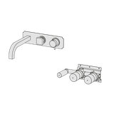  Vòi bồn tắm gắn tường điều chỉnh nhiệt độ 3 lỗ 2 đầu ra dài 250mm bằng đồng Rajia - ETR5 