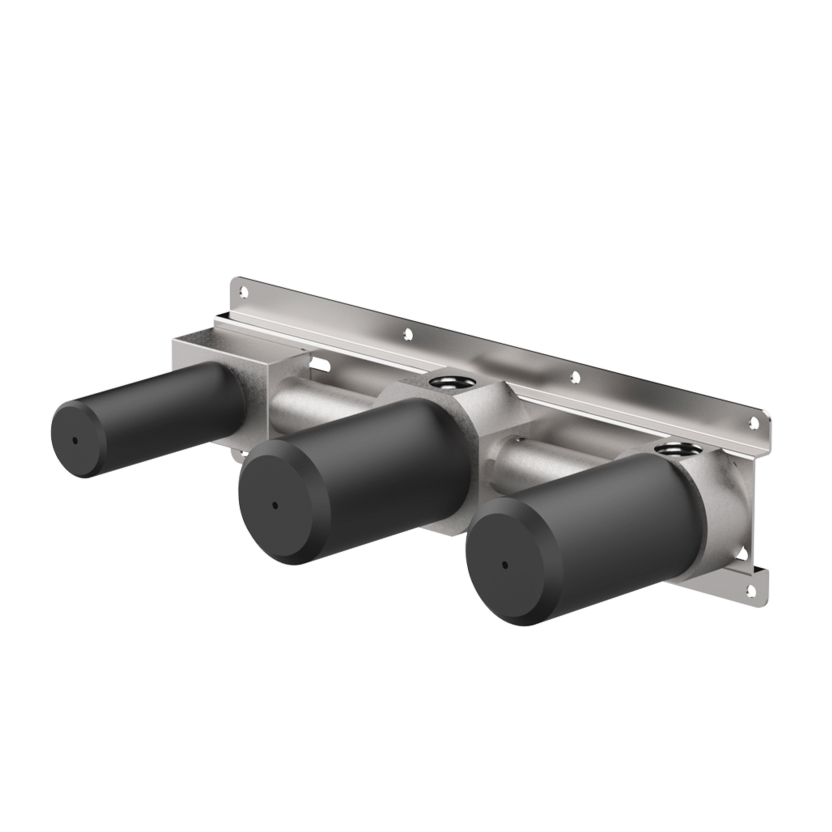 Vòi bồn tắm gắn tường điều chỉnh nhiệt độ 3 lỗ dài 190mm 3 đầu ra bằng stainless steel Dorin - DOR90