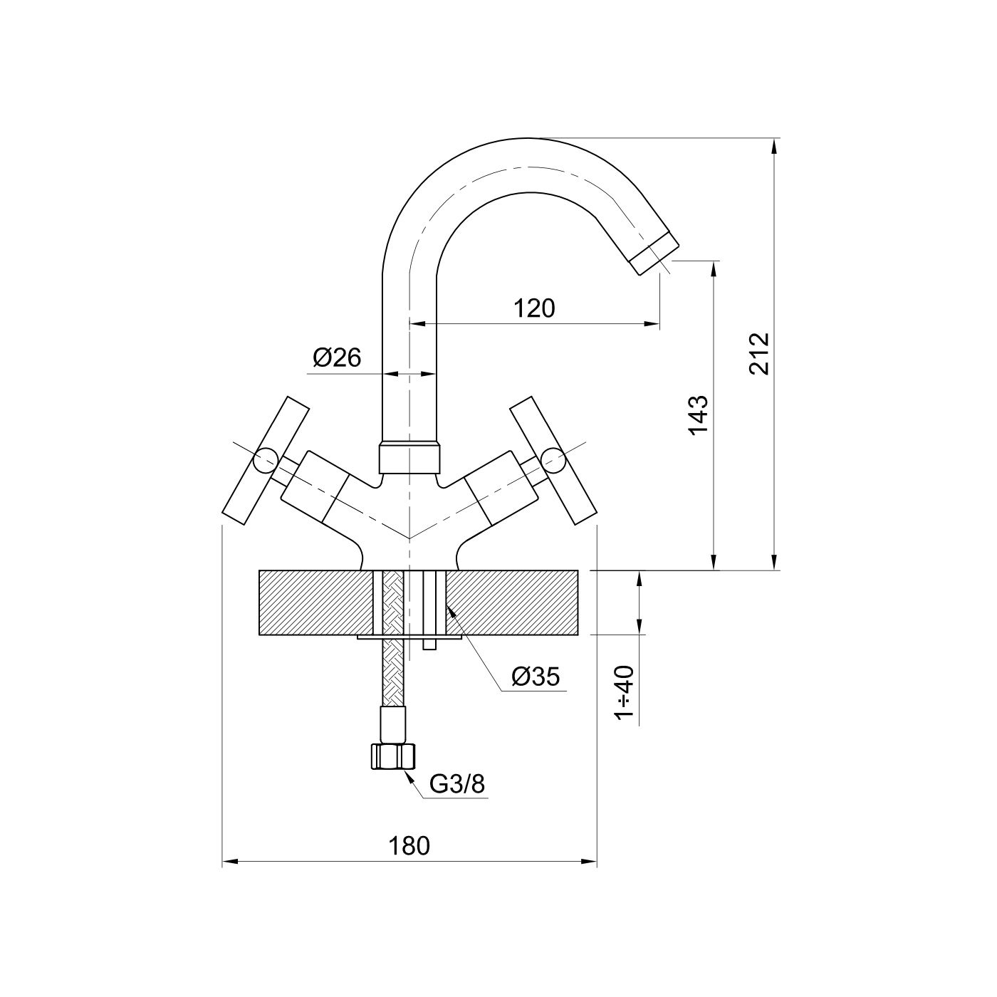  Vòi chậu rửa mặt bằng đồng Fly - FLY1610SS 