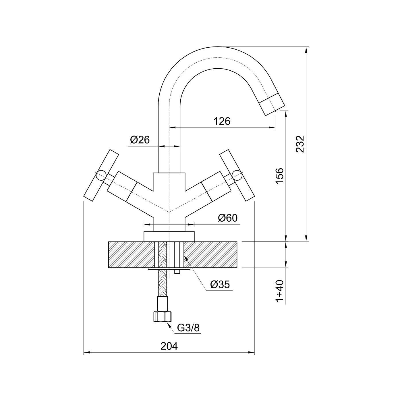  Vòi chậu rửa mặt bằng đồng Fly - FLY2610SS 