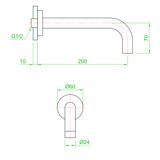  Vòi chậu rửa mặt gắn tường 200mm bằng đồng Volare - FLYCAN200-VOL1910NZ 