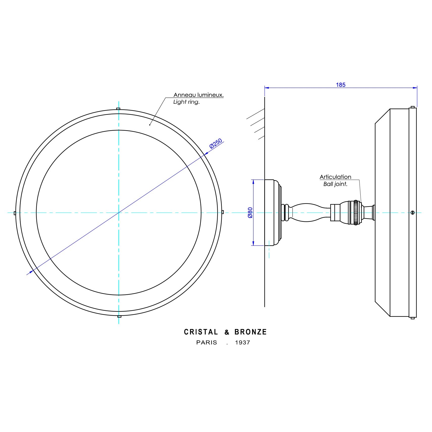  Gương trang điểm treo tường Ø25cm - FS01-6141 