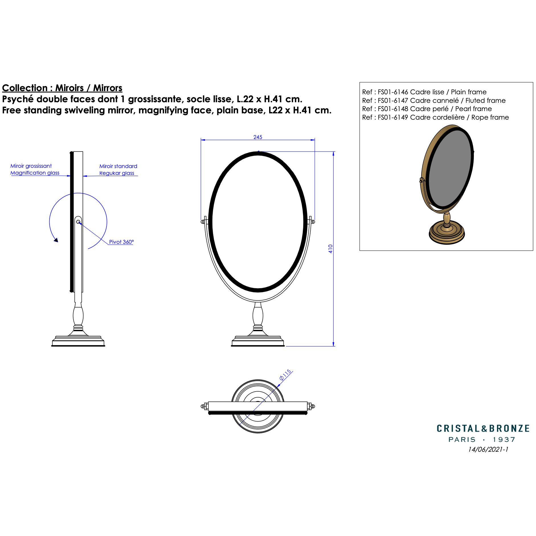  Gương trang điểm để bàn, khung trơn - FS01-6146 