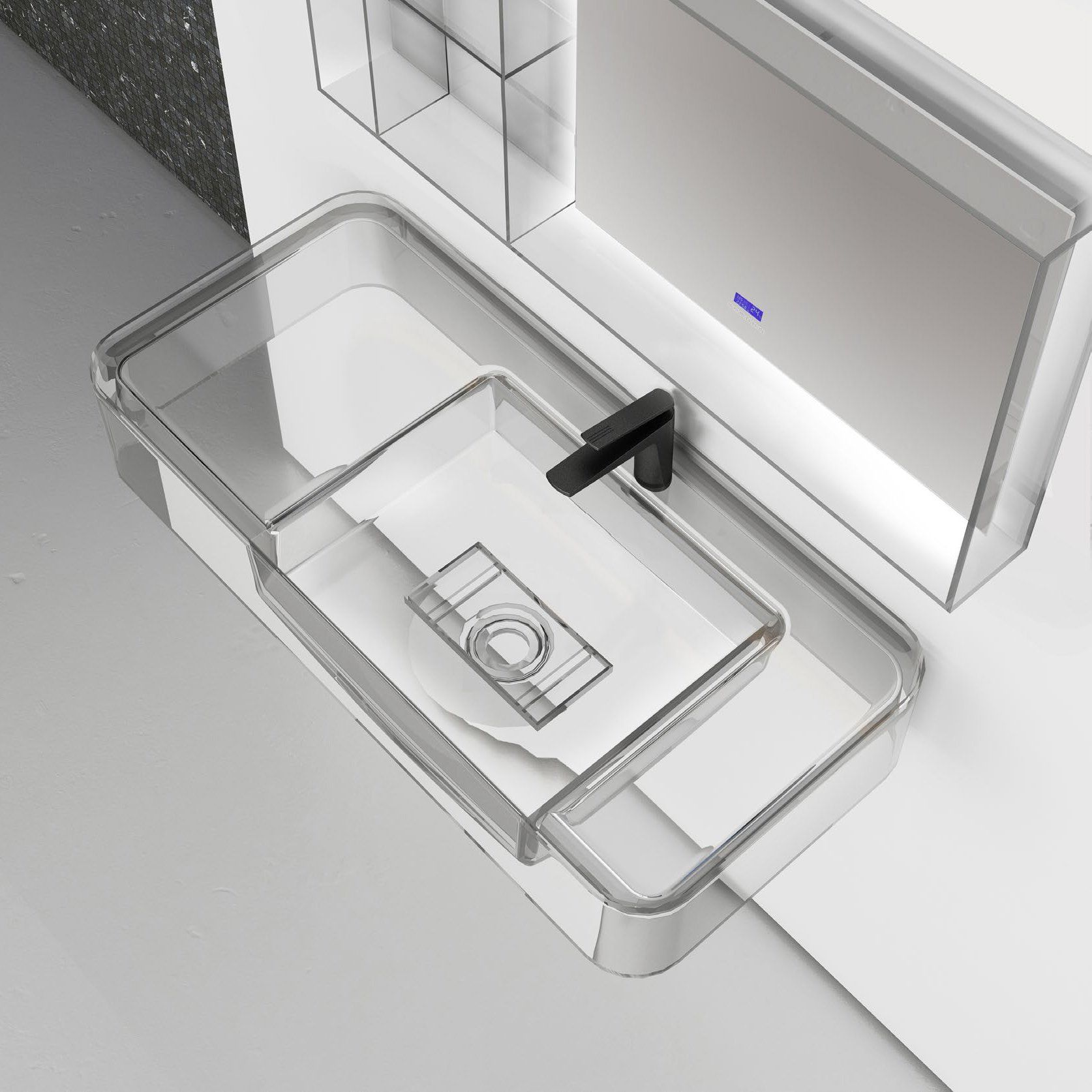 Chậu lavabo treo tường trong suốt - G823T