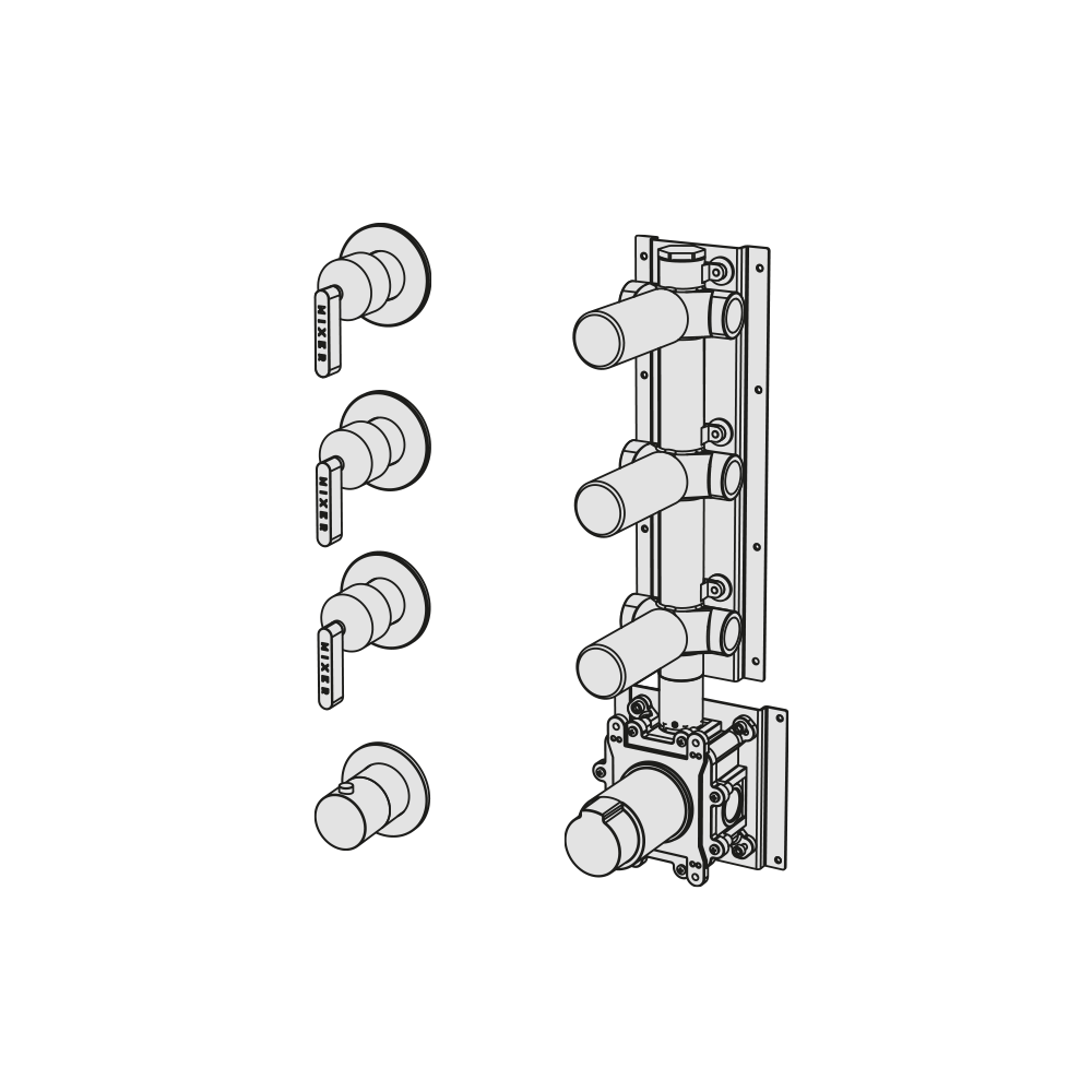 External Part - Bộ trộn điều chỉnh nhiệt độ 3 đầu ra (3/4