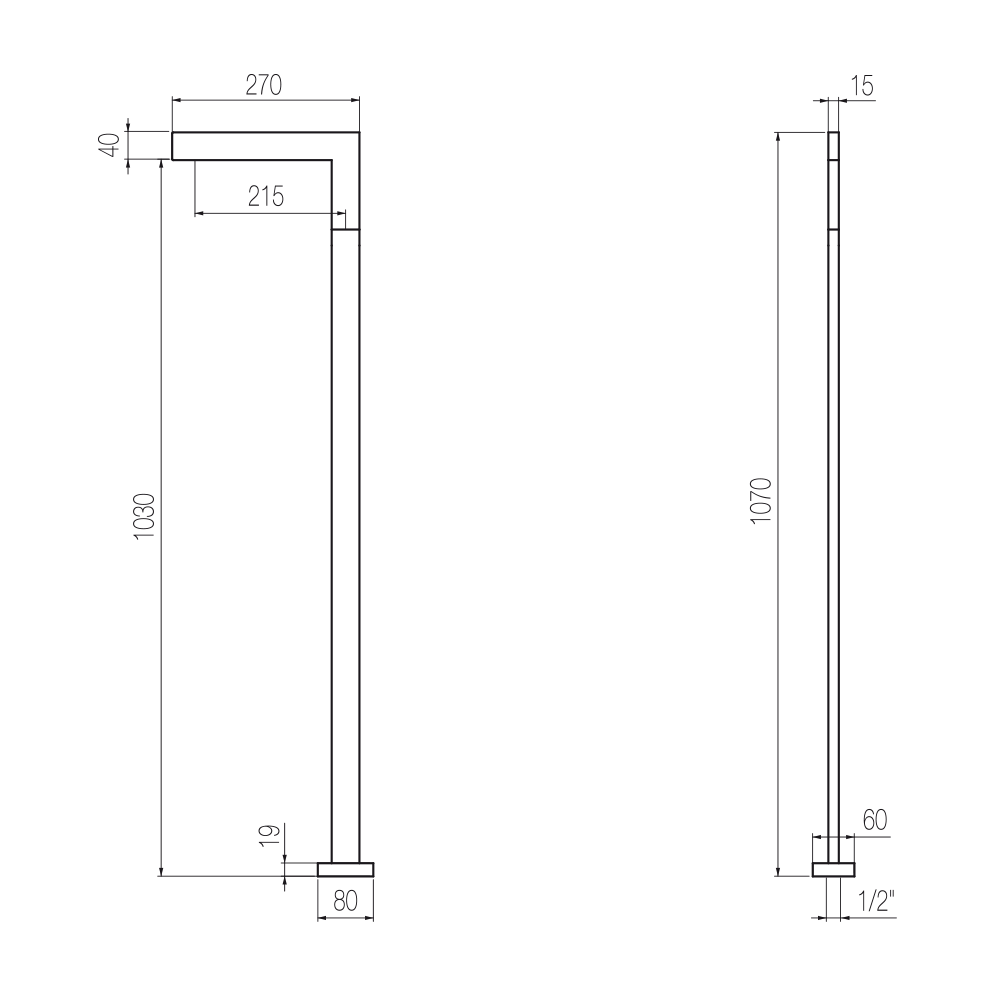  Vòi chậu lavabo chân dài gắn sàn cao 1070mm bằng đồng Hito Cinquantuno - H5T20 