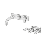  Vòi bồn tắm gắn tường 3 lỗ 2 đầu ra dài 250mm bằng đồng Hito Cinquantuno - H5T82 
