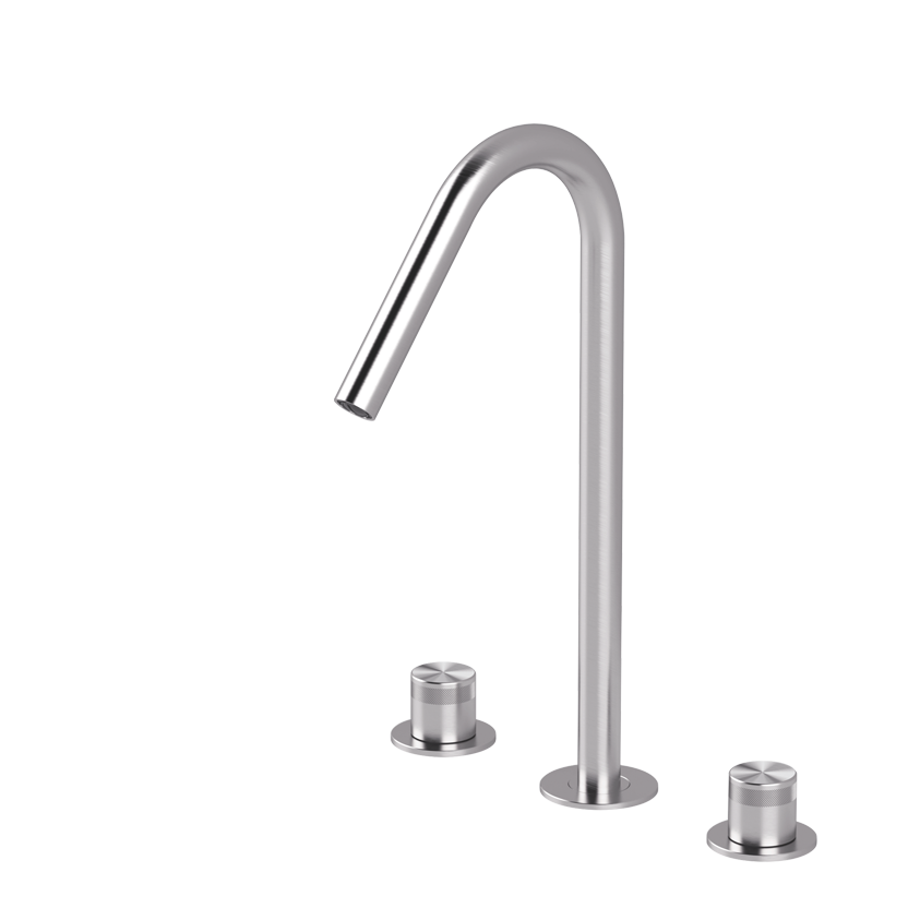 Vòi chậu lavabo xoay 3 lỗ cao 330mm bằng stainless steel Hiro - HIR25