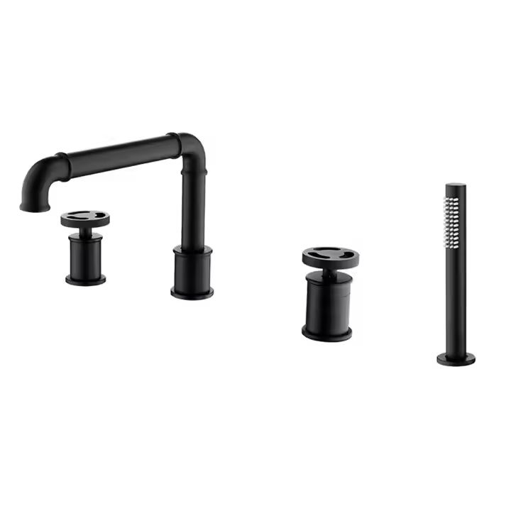 Vòi bồn tắm có sen cầm tay kiểu ống nước 4 lỗ - HL-YGGL-100