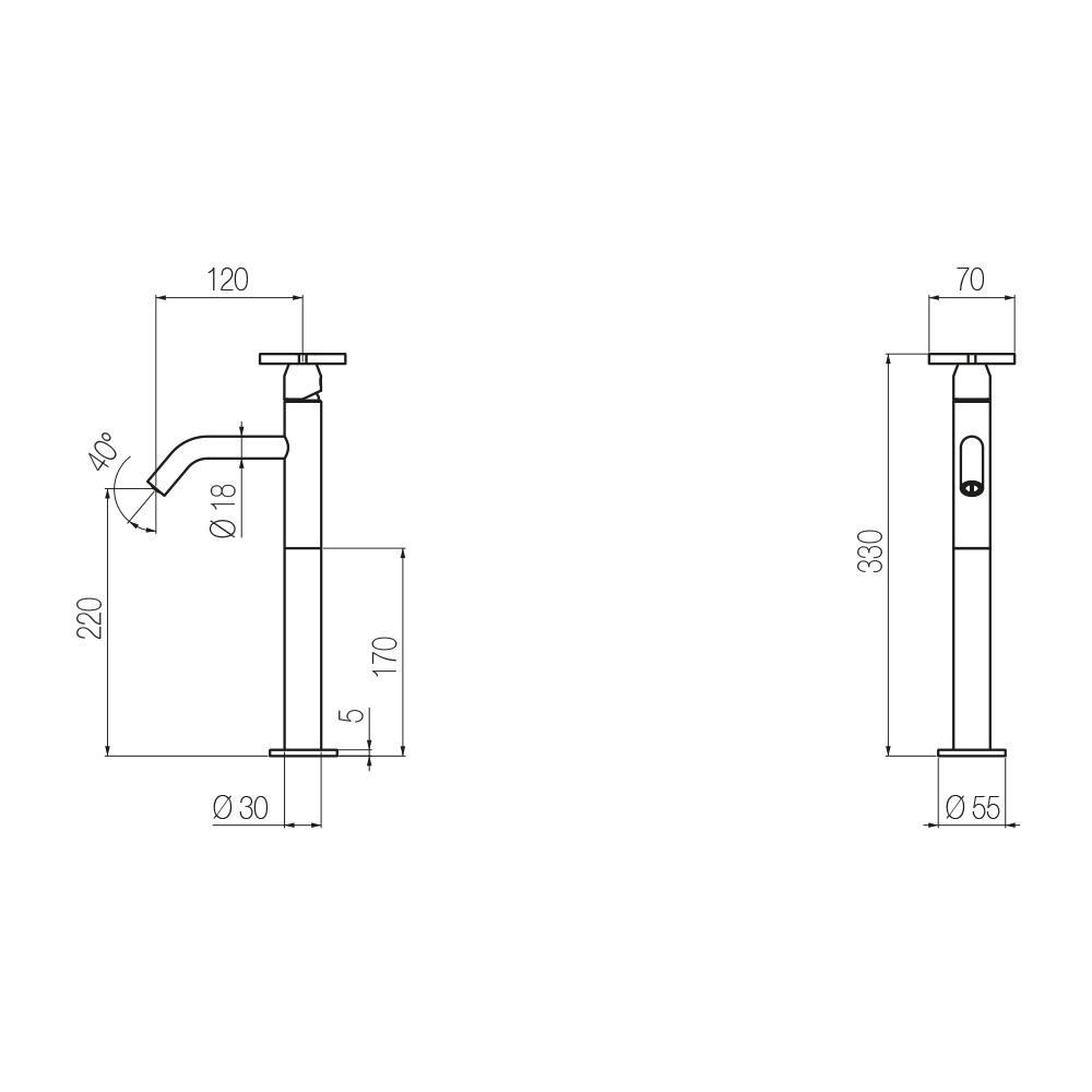 Vòi chậu lavabo cao 330mm bằng đồng Hugò - HUG4