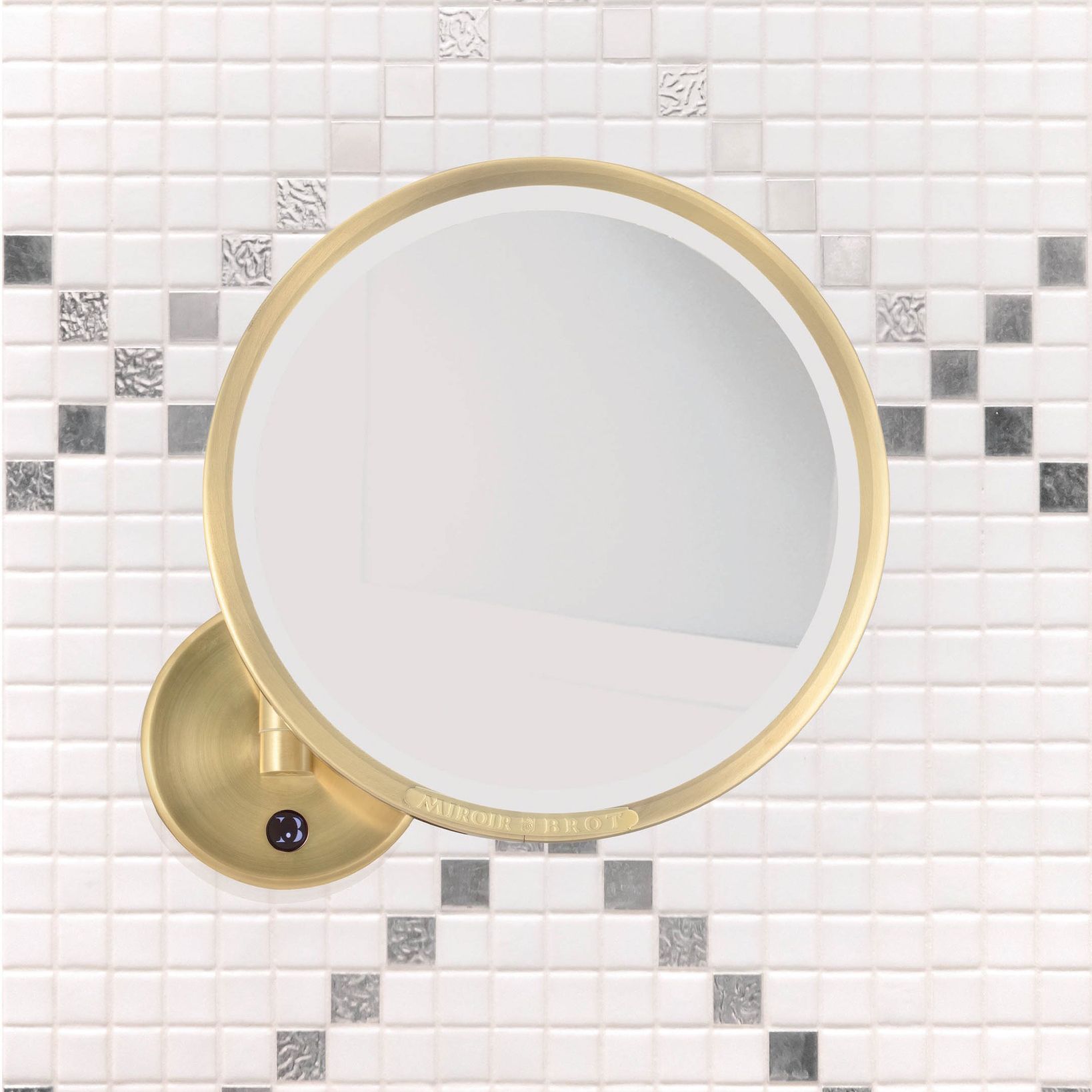Gương trang điểm treo tường Ø24cm Intemporel Satin Brass