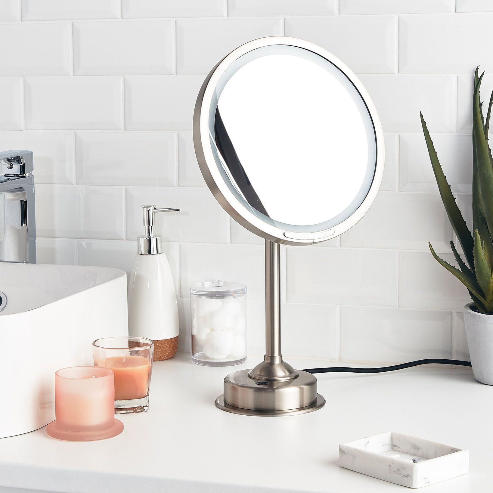 Gương trang điểm để bàn Ø24cm Intemporel Brushed Nickel