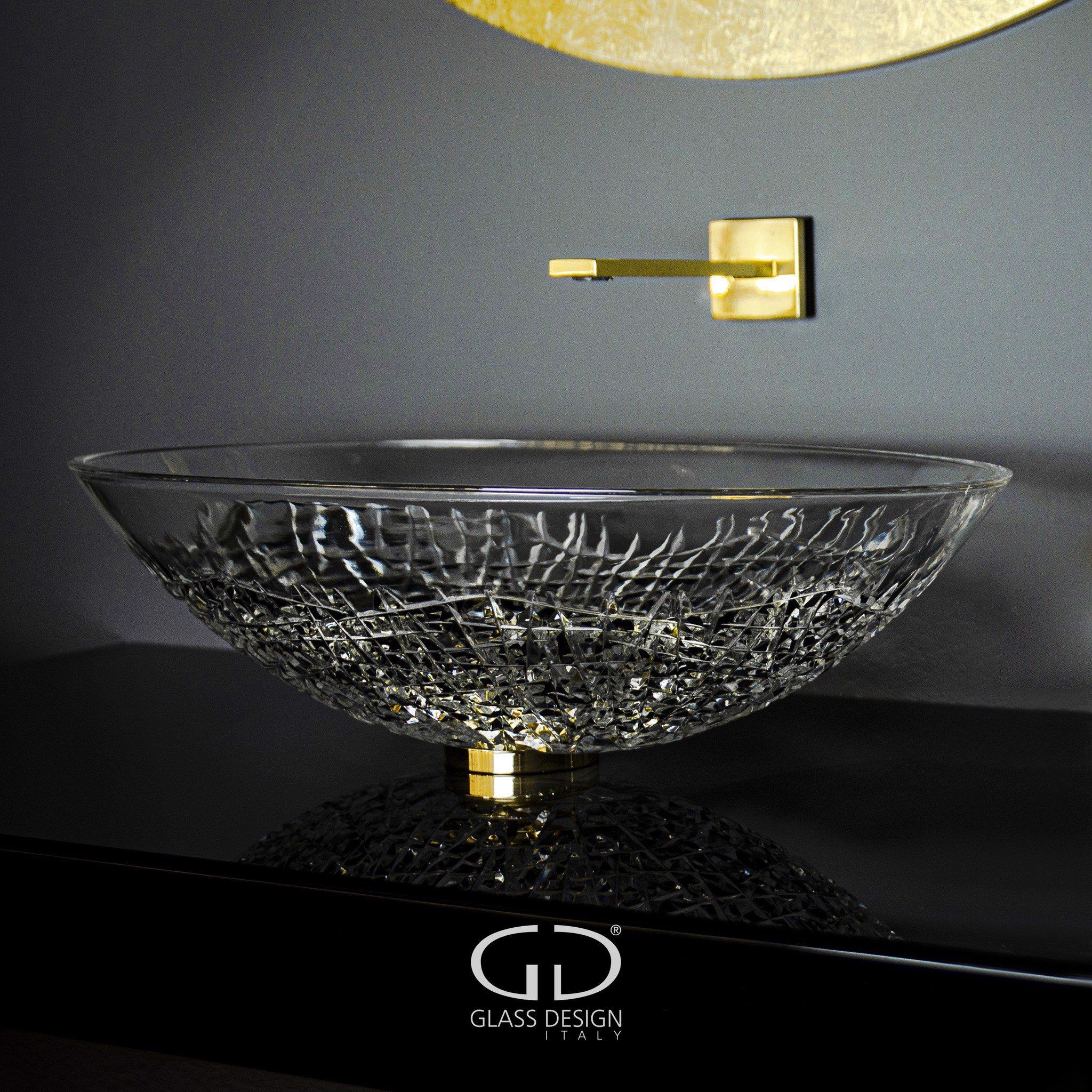  Chậu Lavabo Pha Lê Ice Oval Clear / Gold 