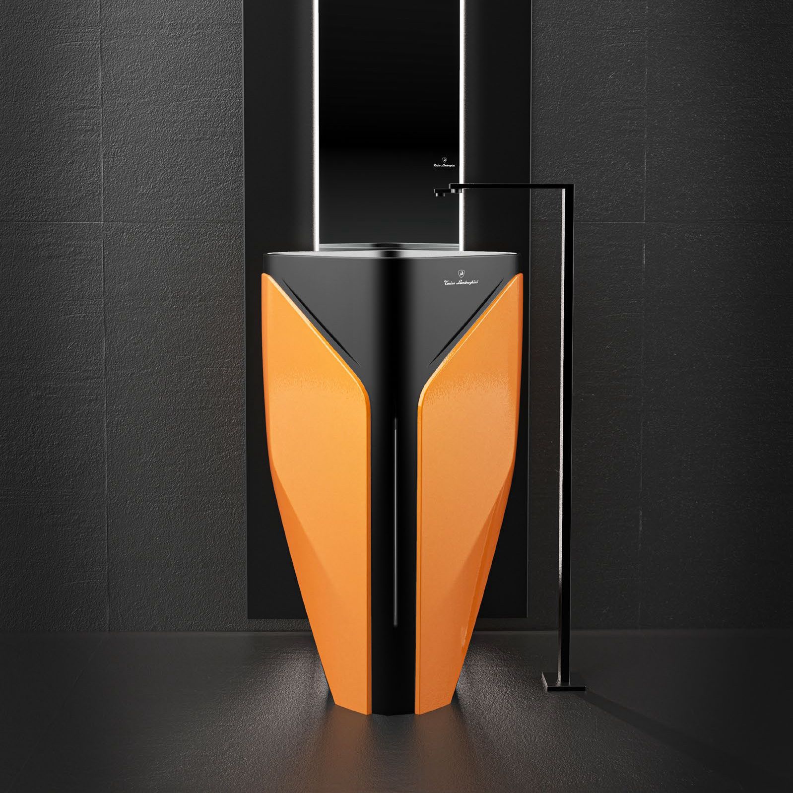 Chậu Lavabo Chân Dài Phong Cách Lamborghini Orange Mat - Black Mat