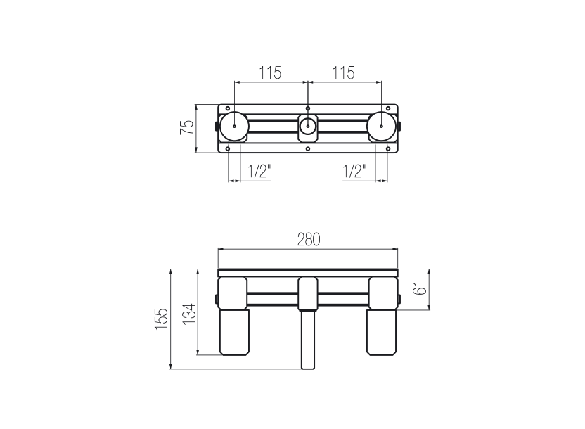  Vòi chậu lavabo gắn tường 3 lỗ dài 190mm bằng stainless steel Dixi - DXN28 