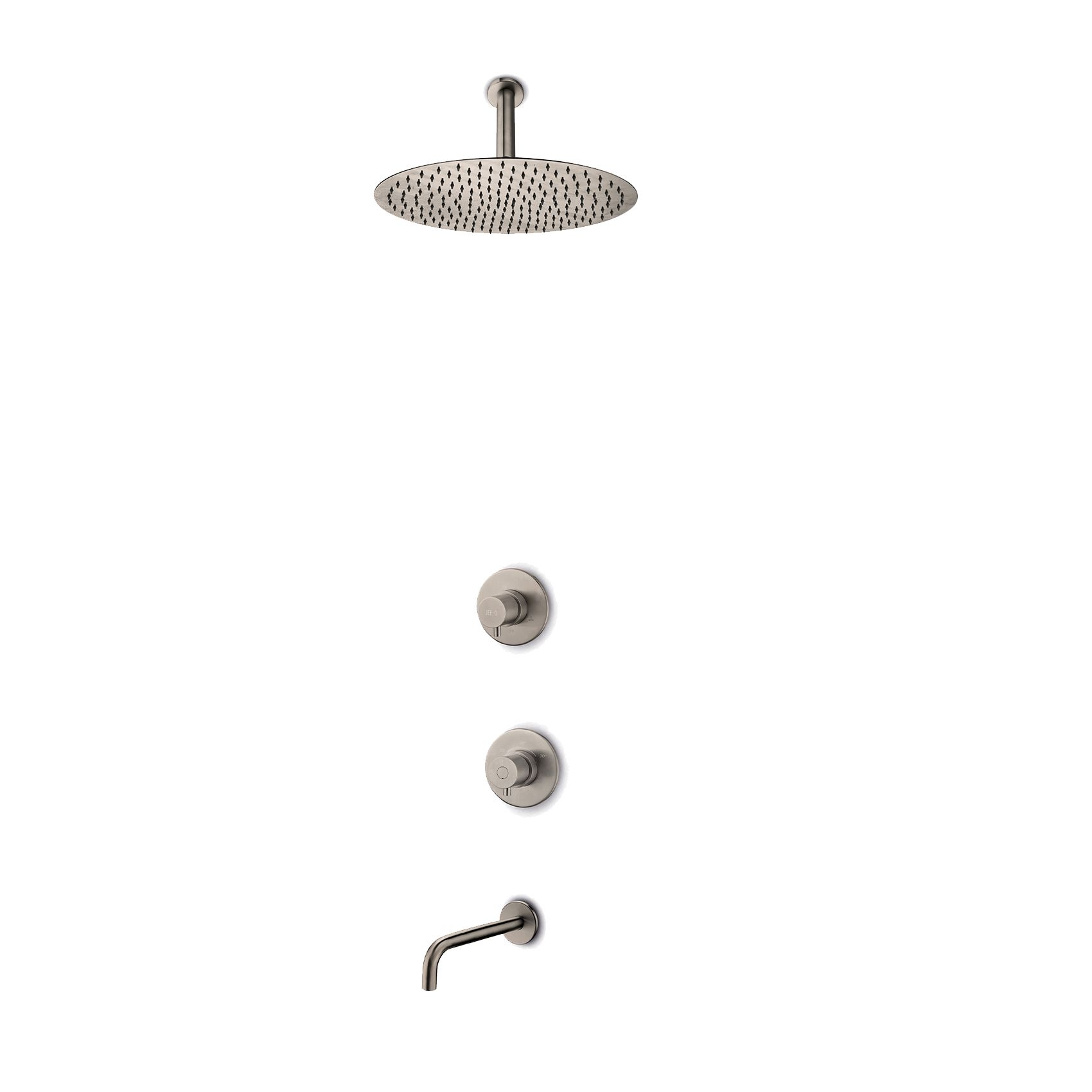  Bộ vòi sen âm trần, điều chỉnh nhiệt độ, vòi nước, individual Slimline stainless steel 