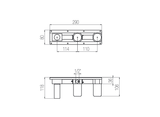  Vòi bồn tắm 3 lỗ gắn tường 2 đầu ra bằng stainless steel Kira - TKK82 