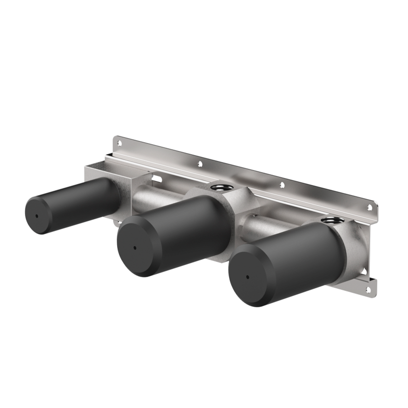 Vòi bồn tắm 3 lỗ gắn tường điều chỉnh nhiệt độ 3 đầu ra bằng stainless steel Kira - TKK90