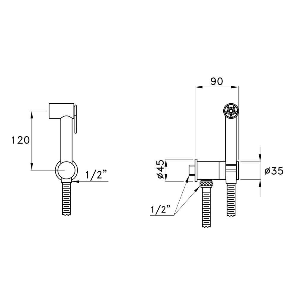 Vòi xịt vệ sinh gắn tường cổ điển bằng đồng Italica - 309AT