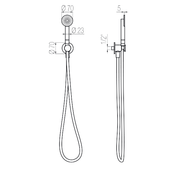 Sen cầm tay gắn tường phong cách spa Radomonte Wellness stainless steel - K20