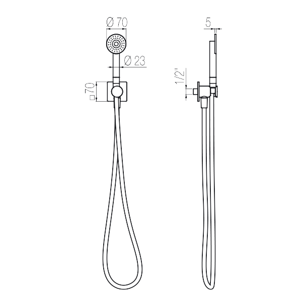 Sen cầm tay gắn tường phong cách spa Radomonte Wellness stainless steel - K21