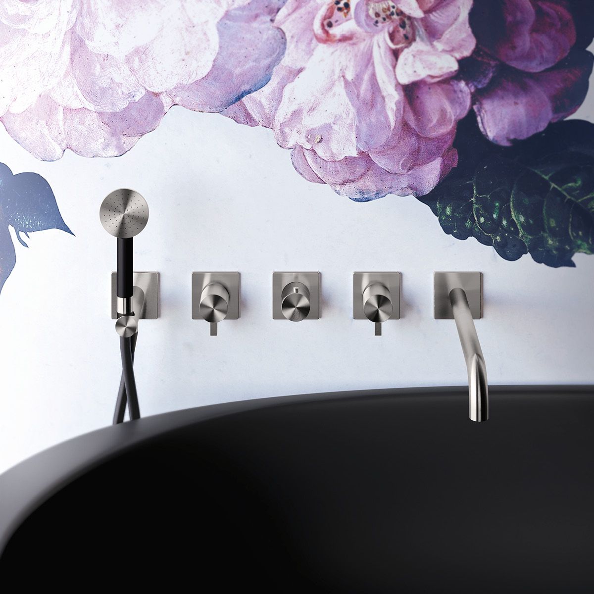 Sen cầm tay gắn tường phong cách spa Radomonte Wellness stainless steel - K21