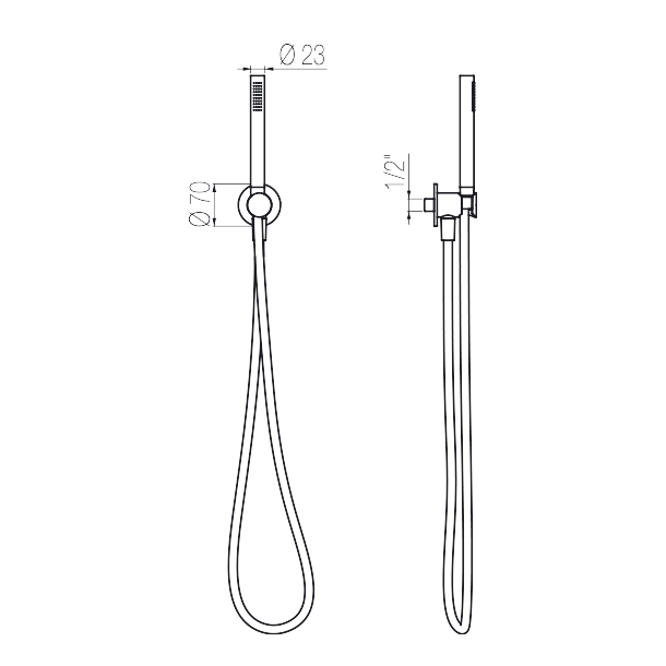 Sen cầm tay gắn tường phong cách spa Radomonte Wellness stainless steel - K22