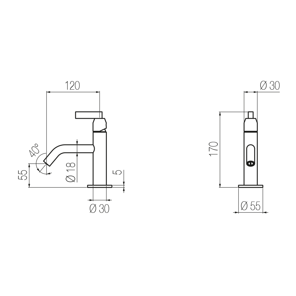  Vòi chậu lavabo cao 170mm bằng đồng Koè - KOE1 