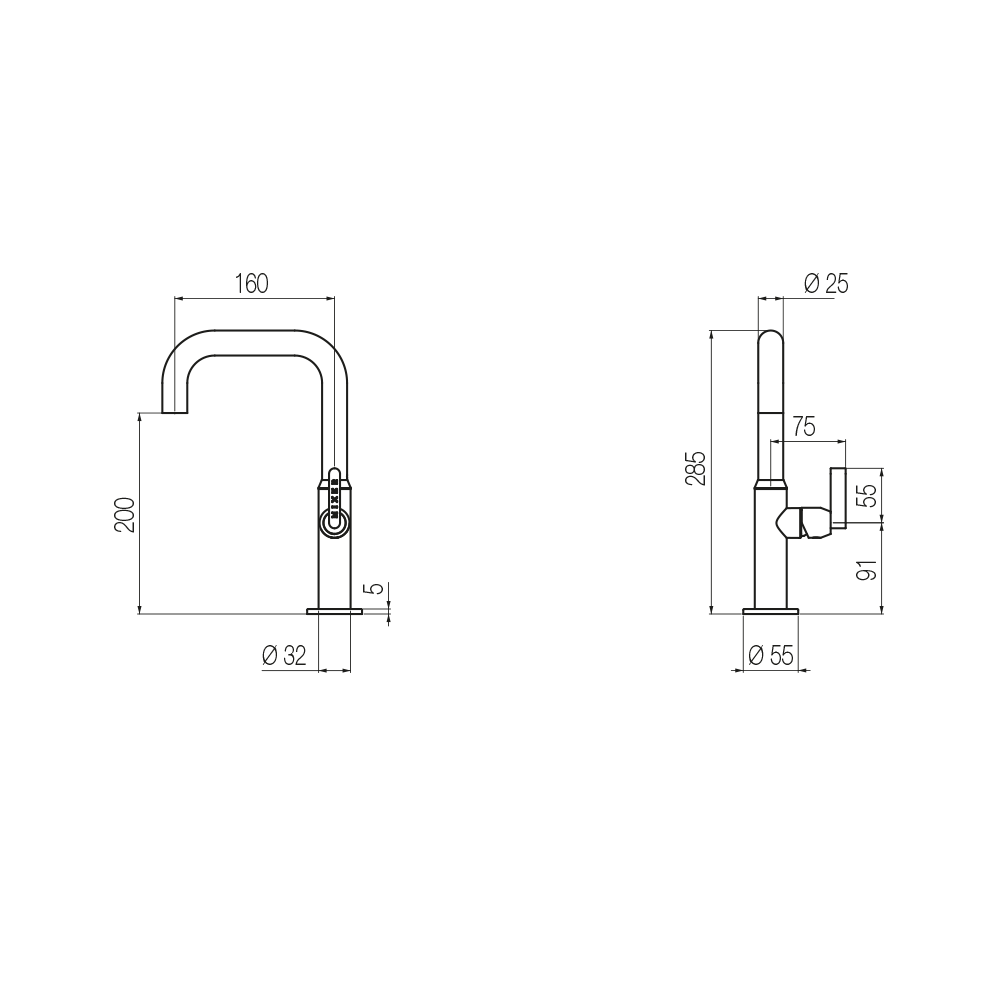 Vòi chậu lavabo cao 280mm bằng đồng Koè - KOE5