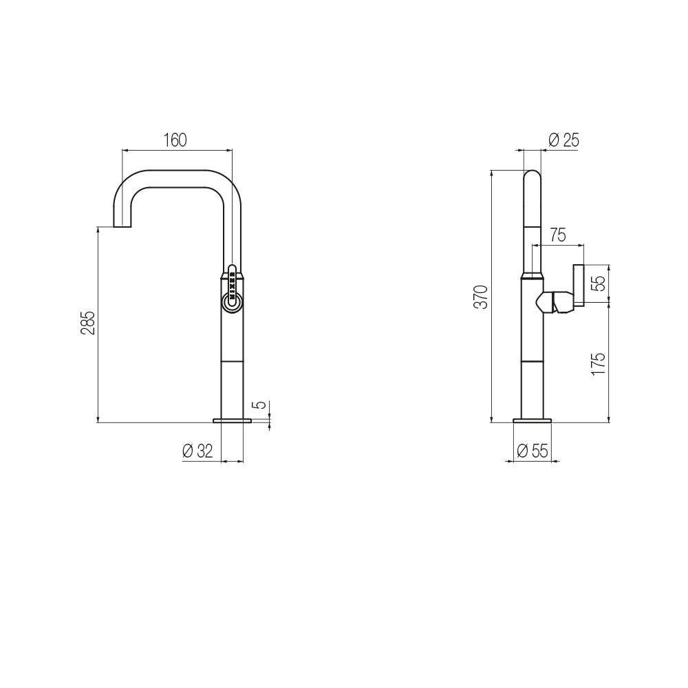  Vòi chậu lavabo cao 370mm bằng đồng Koè - KOE50 