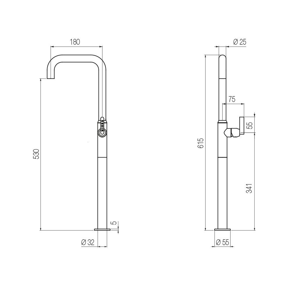 Vòi chậu lavabo cao 610mm bằng đồng Koè - KOE53