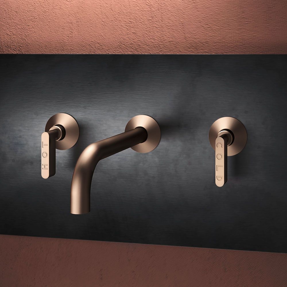 Vòi chậu lavabo gắn tường 3 lỗ dài 190mm bằng đồng Koè - KOE57