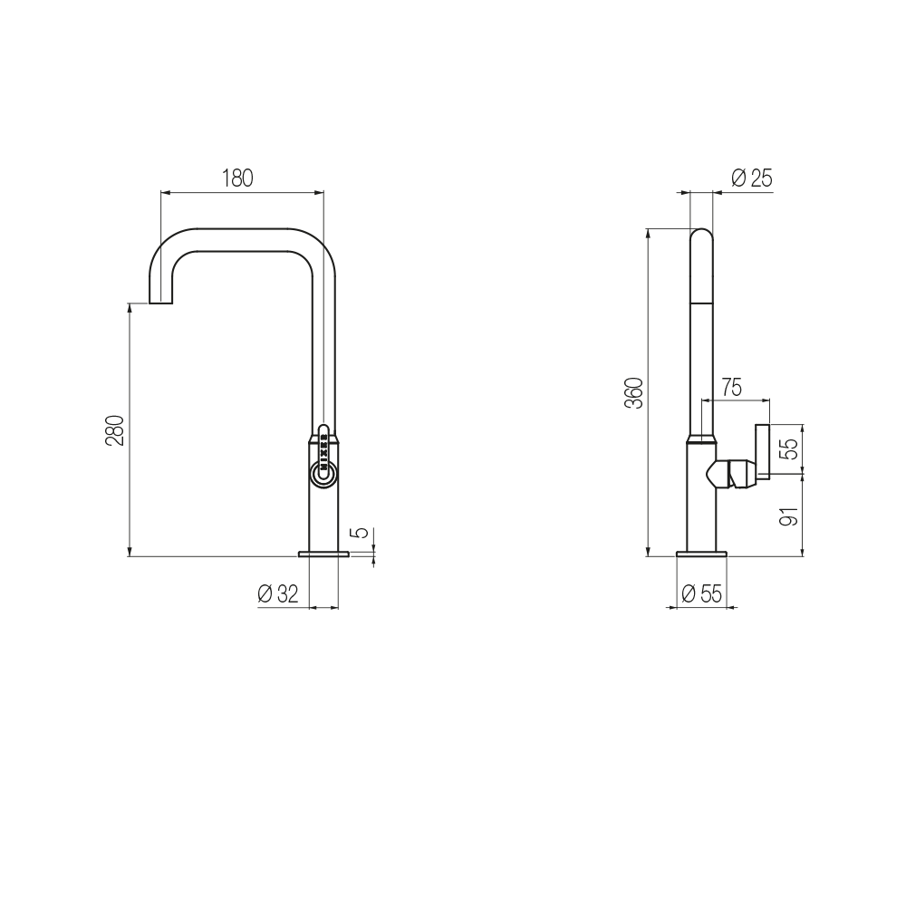  Vòi chậu lavabo cao 360mm bằng đồng Koè - KOE6 