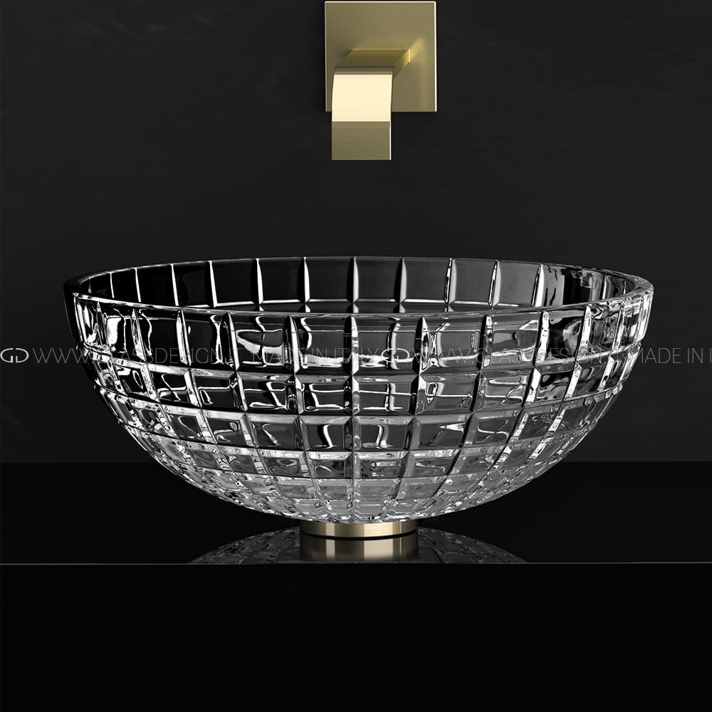 Chậu Lavabo Pha Lê Luxor Round Gold Base Ring