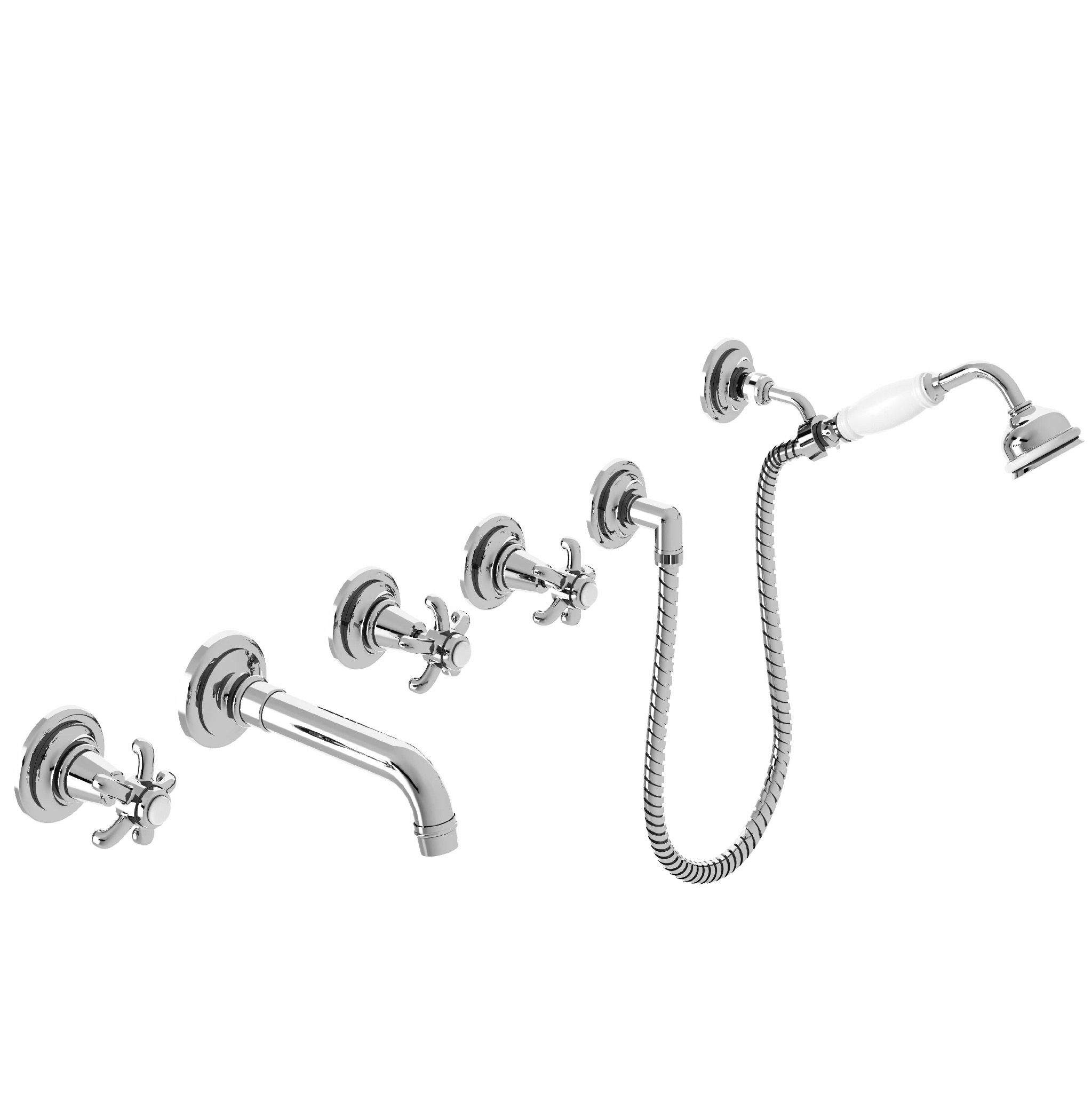 Vòi bồn tắm và vòi sen 5 lỗ gắn tường bằng đồng Série 1900 - M01-3308