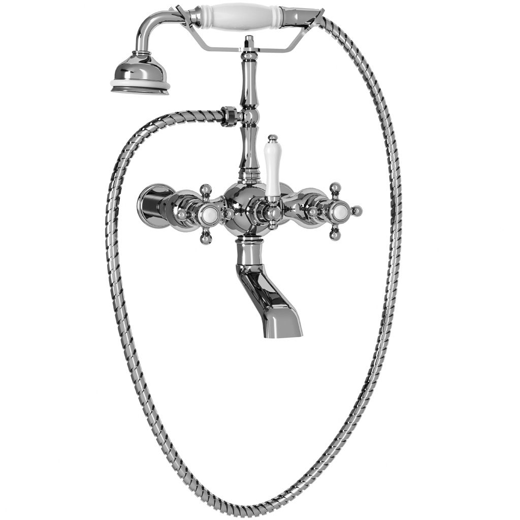  Vòi bồn tắm có vòi sen cầm tay gắn tường bằng đồng Thétis Cross Handles - M02-3201 