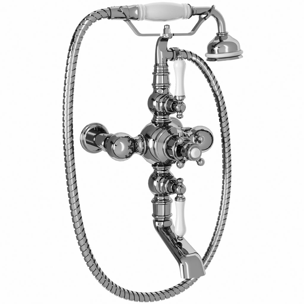 Vòi bồn tắm có sen cầm tay gắn tường điều chỉnh nhiệt độ bằng đồng Thétis Cross Handles - M02-3201T