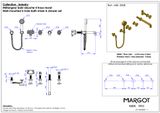  Vòi bồn tắm năm lỗ gắn tường bằng đồng Industry - 3308 