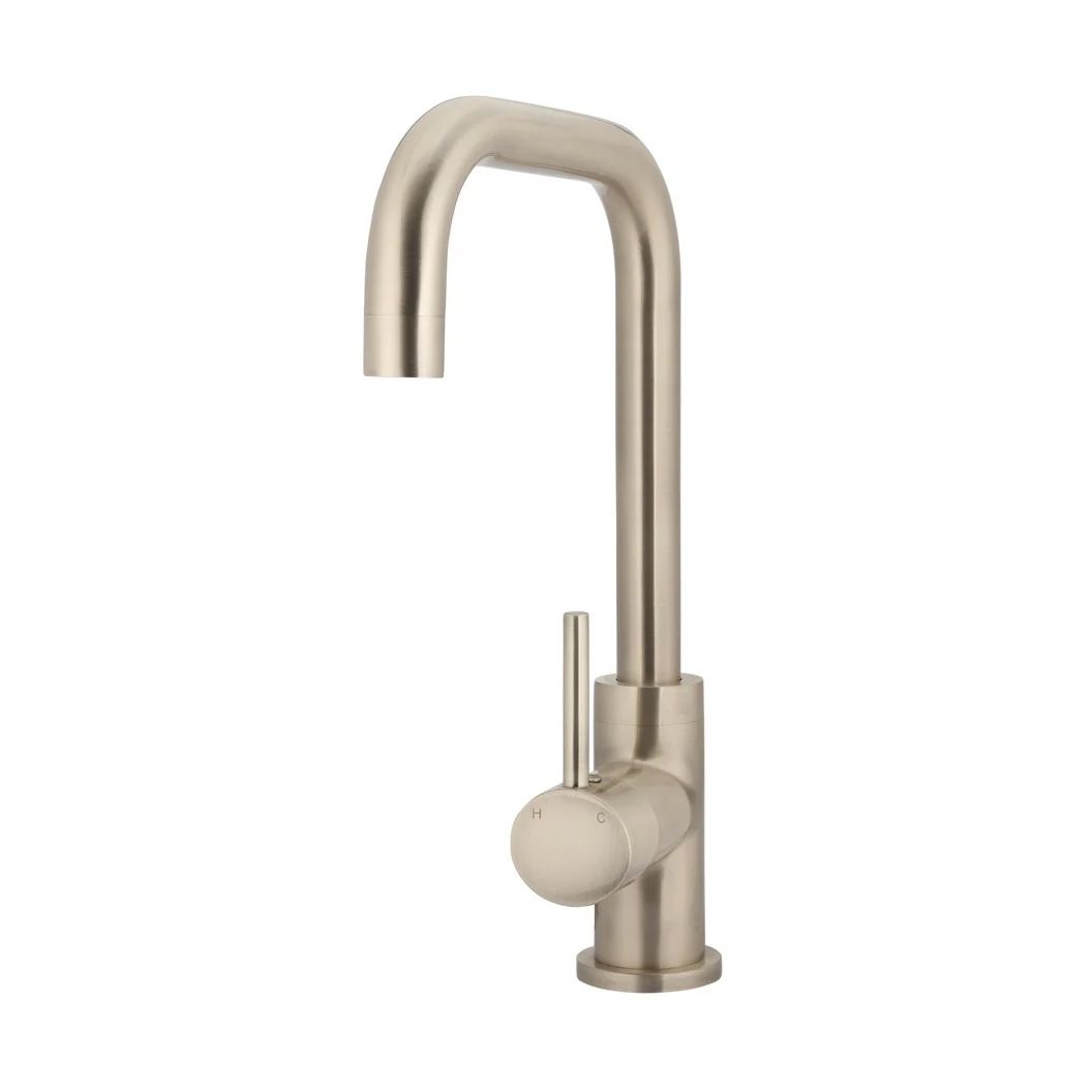 Vòi bếp rửa chén bát cao 343mm xoay 360 độ bằng đồng MChampagne - K02CH