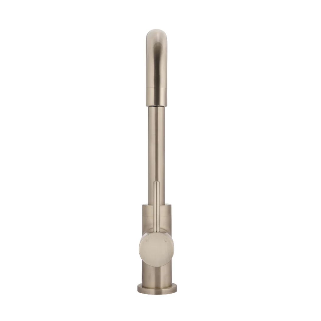 Vòi bếp rửa chén bát cao 343mm xoay 360 độ bằng đồng MChampagne - K02CH